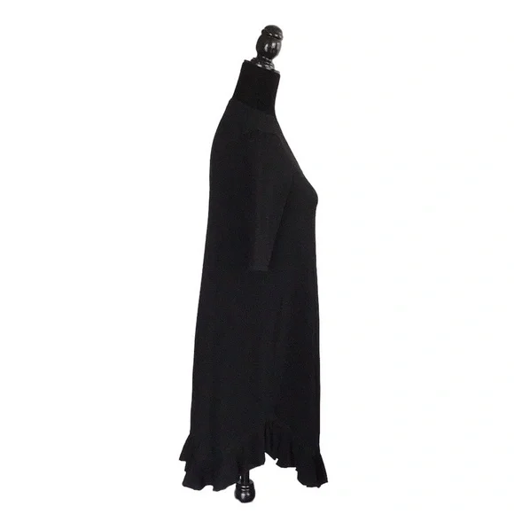 Karen Millen Black V-neck Short Sleeve Ruffled Hem Mini Dress, size M - Picture 3 of 12